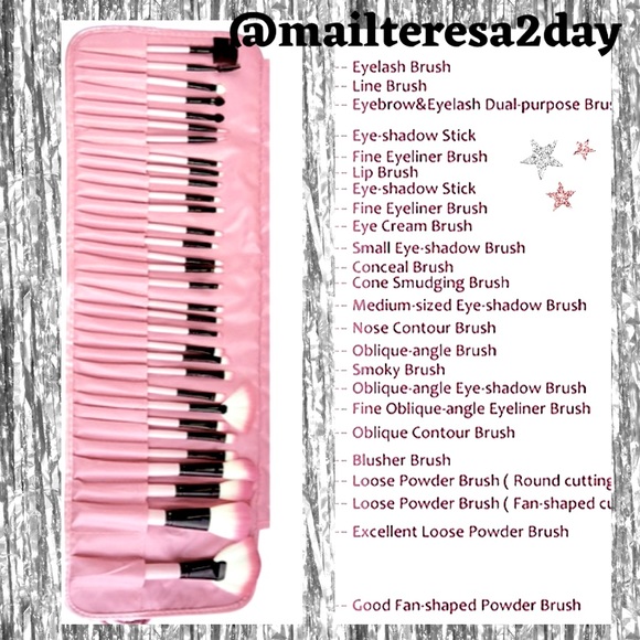 NEW: 32-Piece Set of Prof. Make-up Brushes w/Pouch - Picture 3 of 5